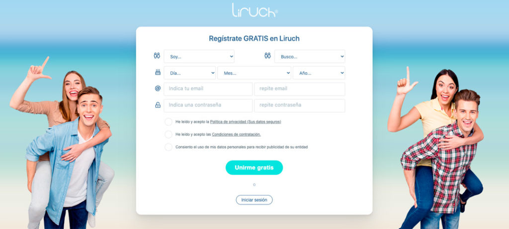 Registro en Liruch, web de entretenimiento